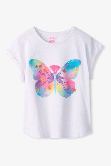 Mädchen T-Shirt Painted Butterfly Relaxed Tee Weiss