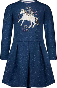 Mädchen Kleid Dress Sequin Unicorn 5452031851 Blau