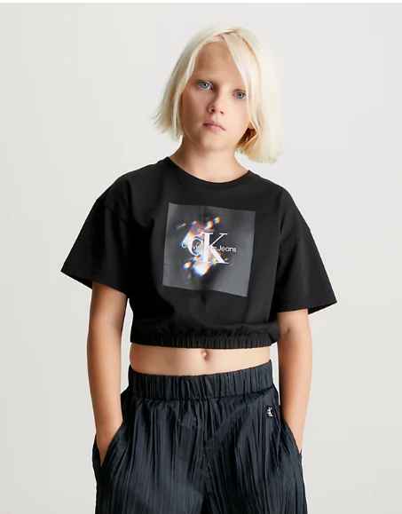 Mädchen T-Shirt Crystal Monogram T-Shirt IG0IG02347 Schwarz