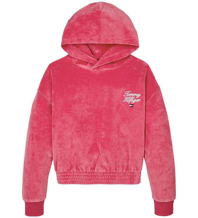 Mädchen TH Script Velour Hoodie KG0KG08192 Pink