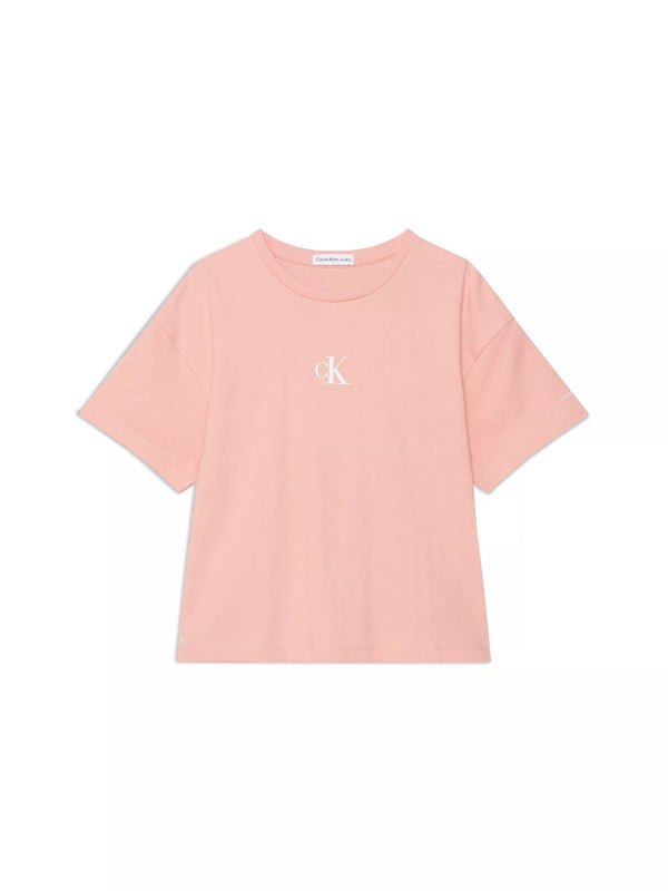 Mädchen T-Shirt CK Logo Boxy T-Shirt IG0IG02136 Apricot