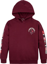 Jungen Hilfiger Flags Embroidered Hoodie KB0KB09379 Weinrot