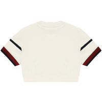 Mädchen T-Shirt Global Stripe Mock Neck Top KG0KG07696 White