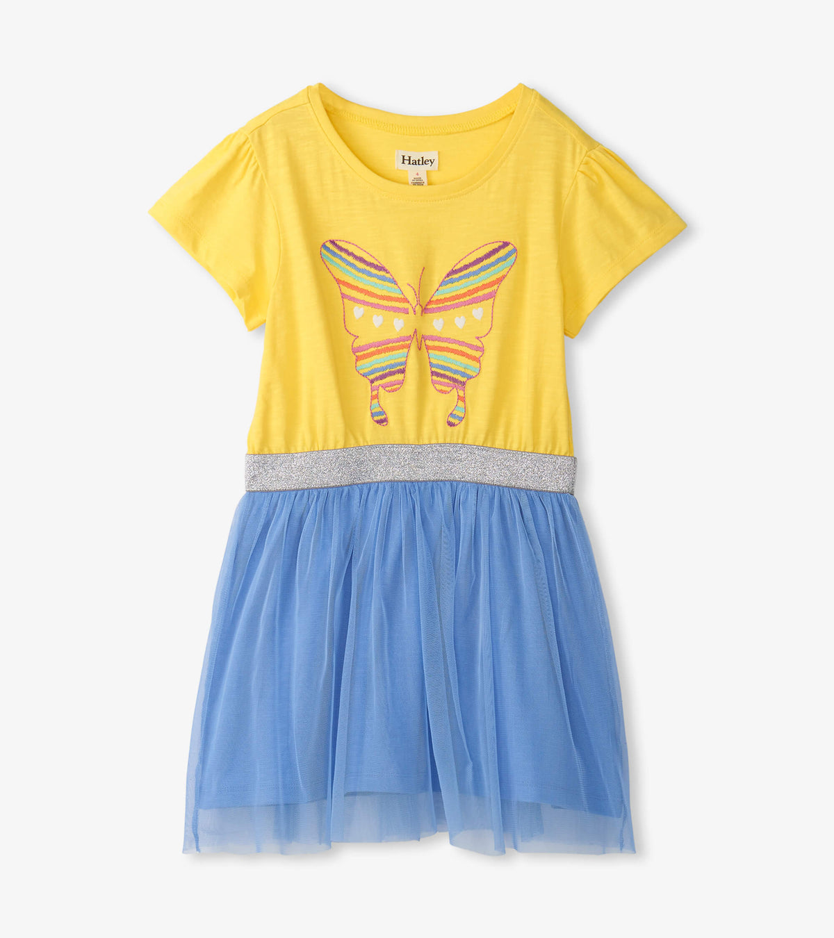 Mädchen Kleid Yellow Butterfly Fun Dress Gelb