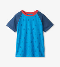Jungen T-Shirt Mini Anchors Raglan Tee Blau