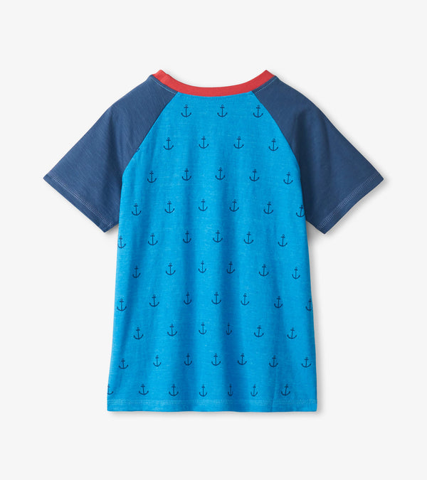 Jungen T-Shirt Mini Anchors Raglan Tee Blau