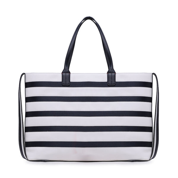 Iconic Tommy Tote Stripes AW0AW14762 Weiss Blau