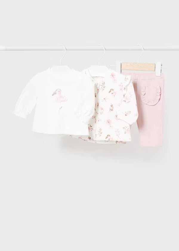 Baby Set Hose Shirt Sweatjacke 2610 Weiss Rosa