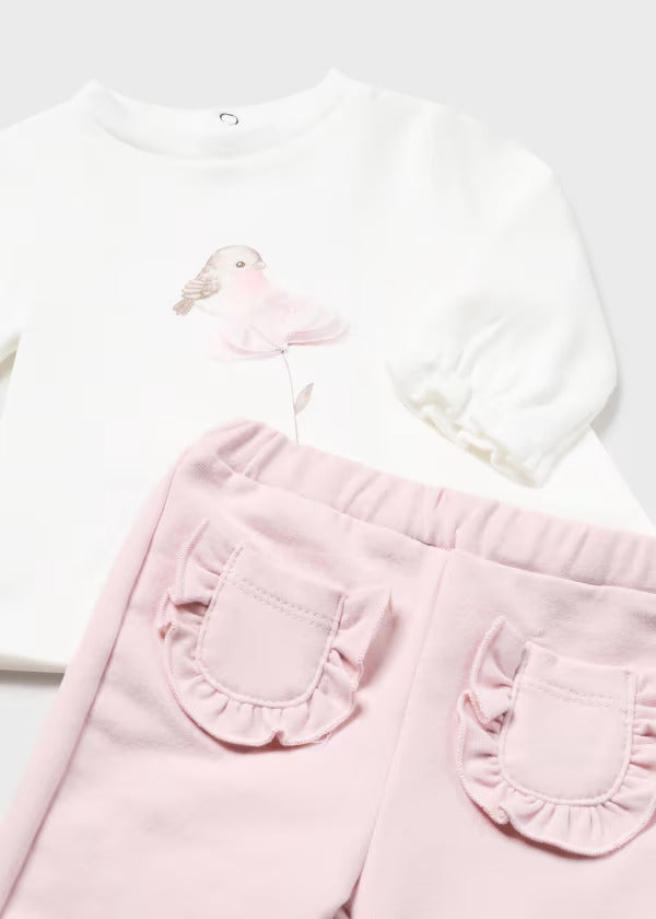 Baby Set Hose Shirt Sweatjacke 2610 Weiss Rosa