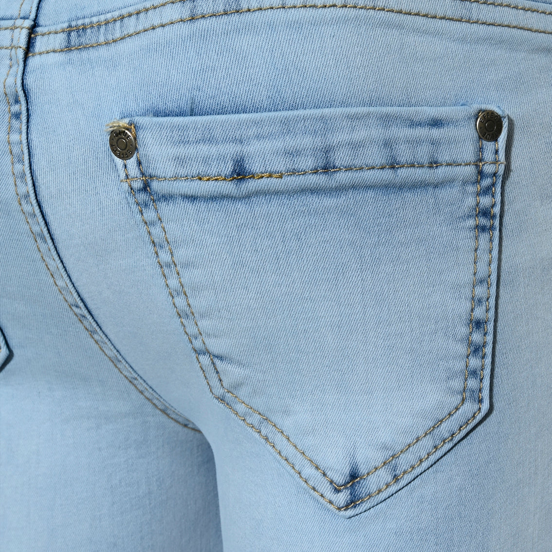 Mädchen 1211-1302 Girls Jeans High Waist Blue Bleached