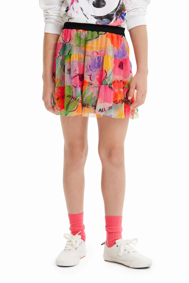 Mädchen Rock Skirt Flowers Bunt