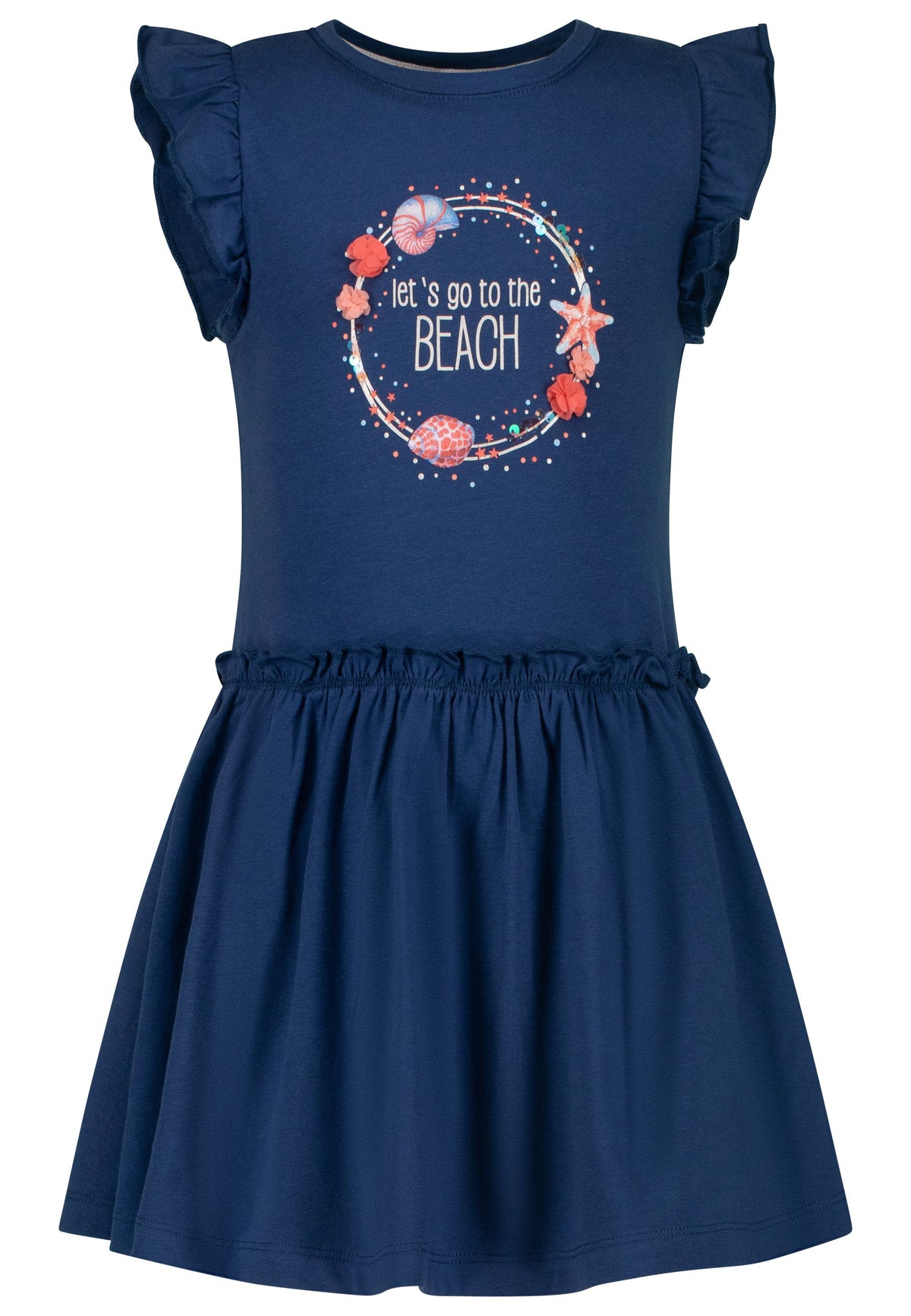 Mädchen Kleid 33131894 Dress Beach Print Sequins Ink Blue