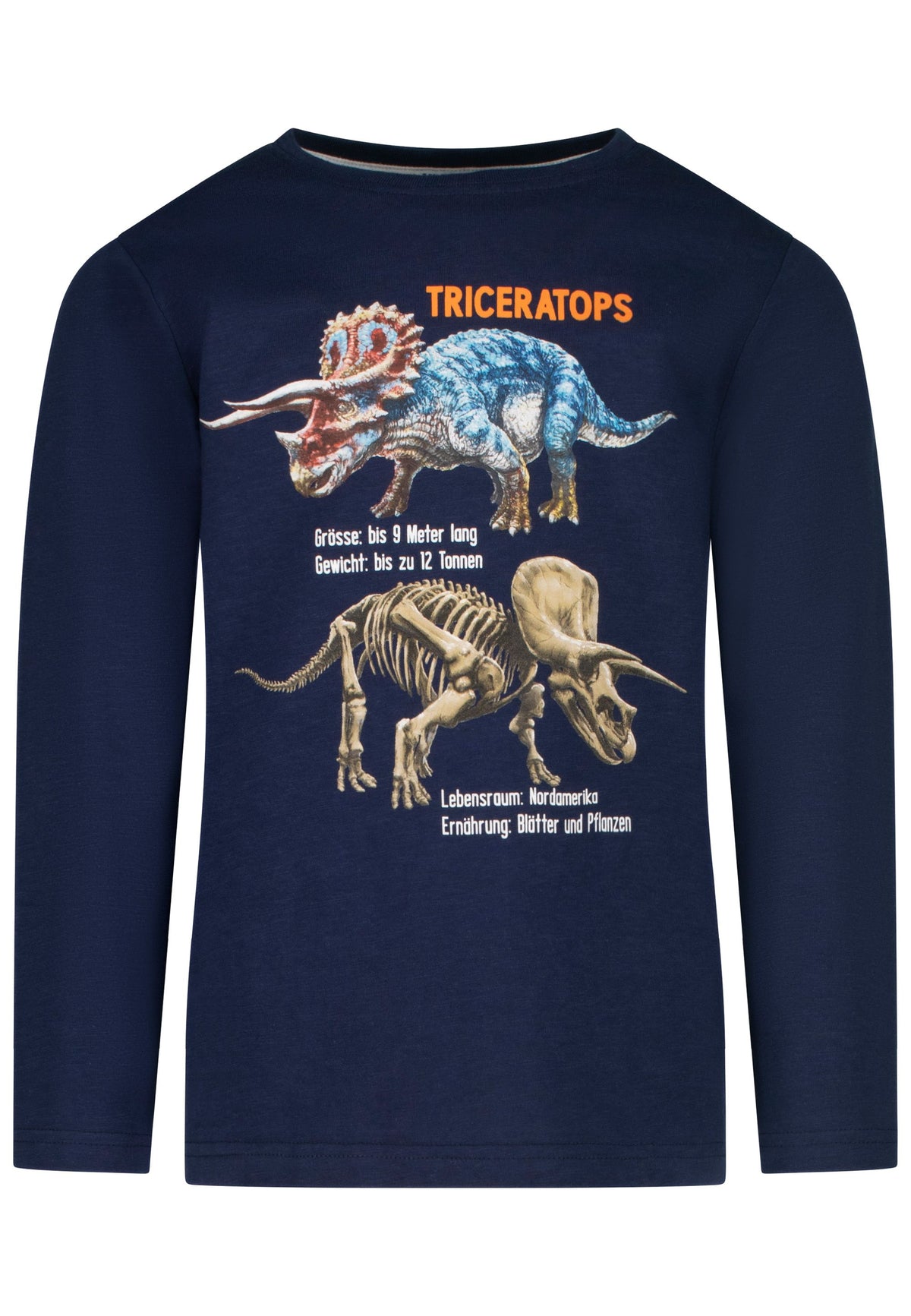 Jungen Longshirt Print 33813722 Triceratops Blau