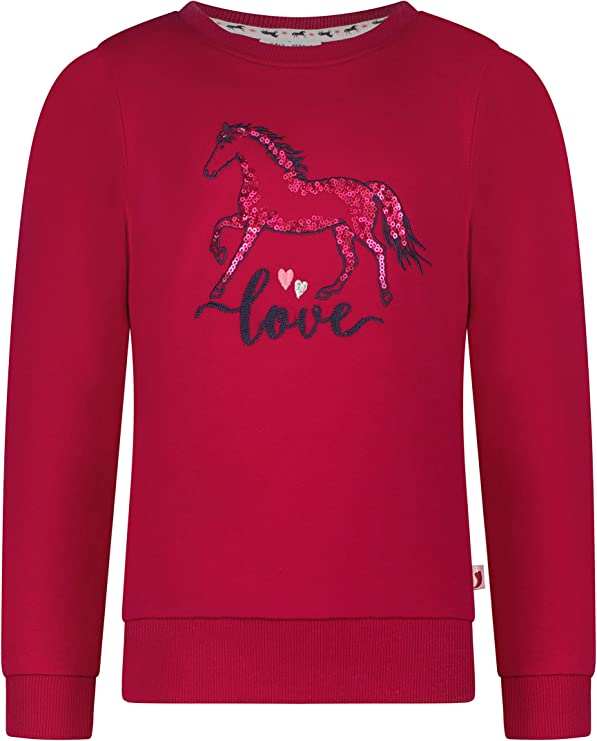 Mädchen Pullover Sweatshirt 25111852 Sweat Love Horse Very Berry