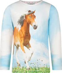 Mädchen Langarm Shirt 33113845 Horse Heads Blau