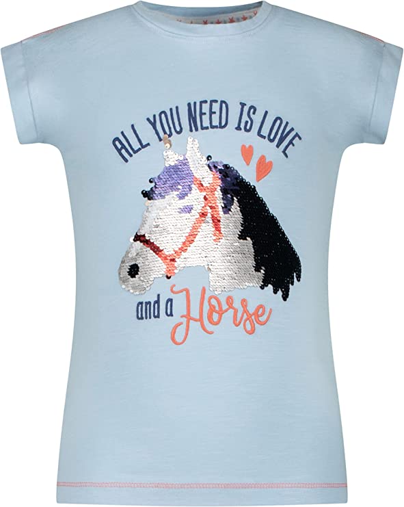 Mädchen T-Shirt 33112888 Horse Sequins Pastel Blue