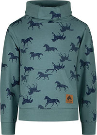 Mädchen Pullover Sweatshirt 25111850 AOP Horses Jade Green