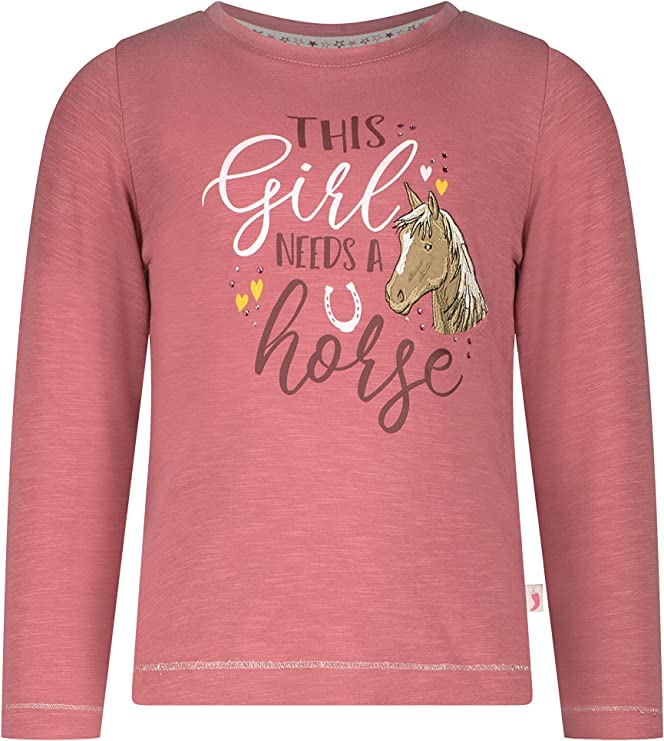 Mädchen Langarm Shirt 25113865 Longsleeve Horse Rose