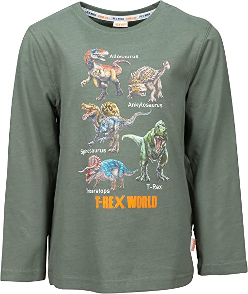 Jungen Langarm Shirt Print Dinosaurs T-Rex 25813704 Grün