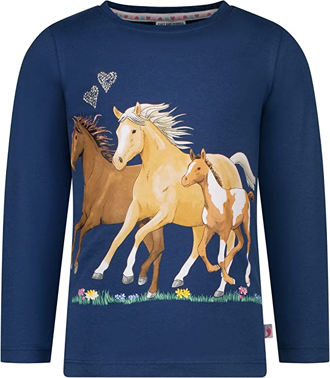 Mädchen T-Shirt Horses 33113831 Ink Blue