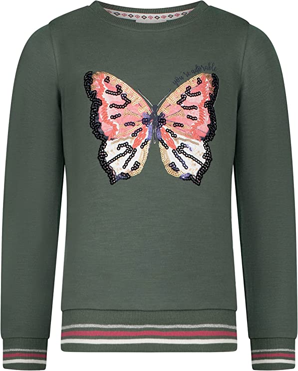 Mädchen Pullover Sweatshirt 25111831 Print Sequins Butterfly Olive