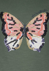 Mädchen Pullover Sweatshirt 25111831 Print Sequins Butterfly Olive