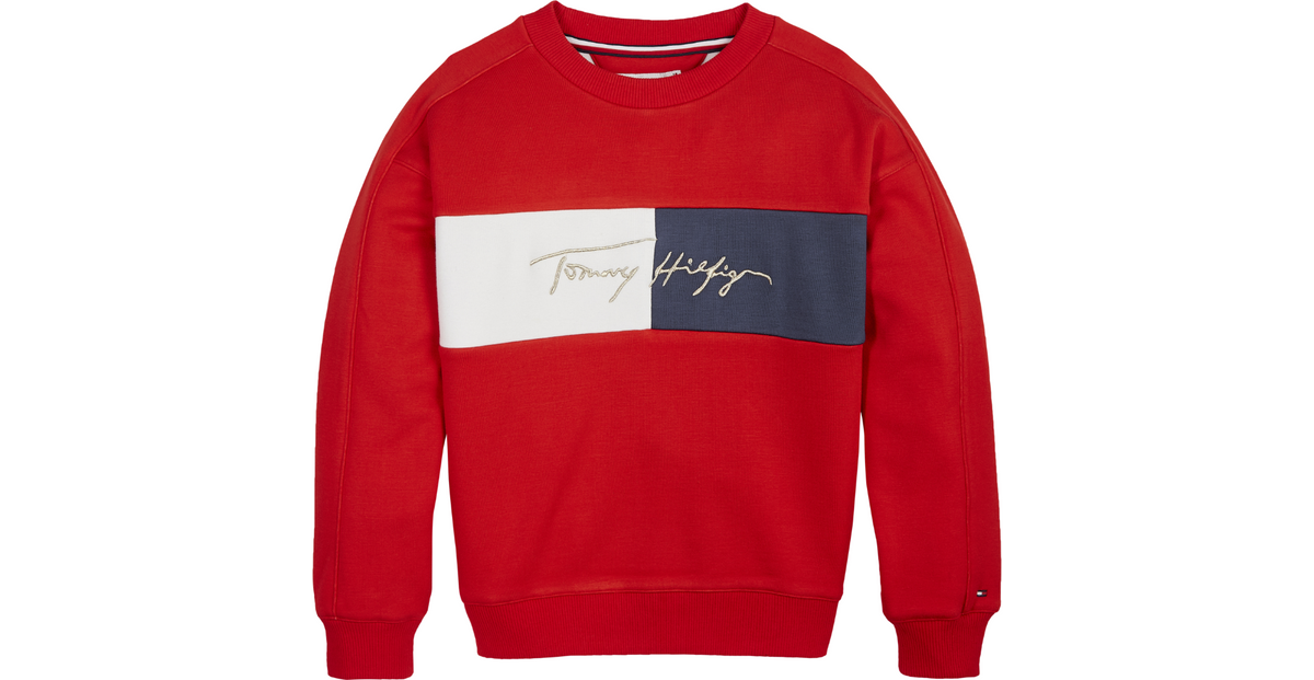 Mädchen Tommy Icons Logo Crew Sweatshirt KG0KG05497 Crimson
