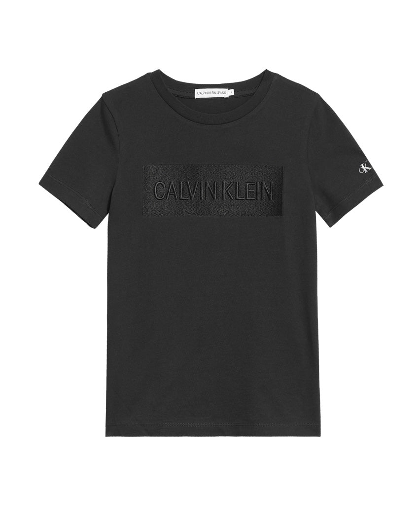 Jungen T-Shirt Tonal Shiny Logo Fitted T-Shirt IB0IB01108 Ck Black