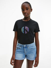 Mädchen T-Shirt Circle Monogram T-Shirt IG0IG00763 CK Black