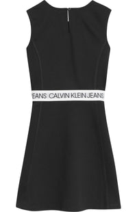 Mädchen Kleid Logo Tape Punto Sleeveless Dress IG0IG00910 CK Black