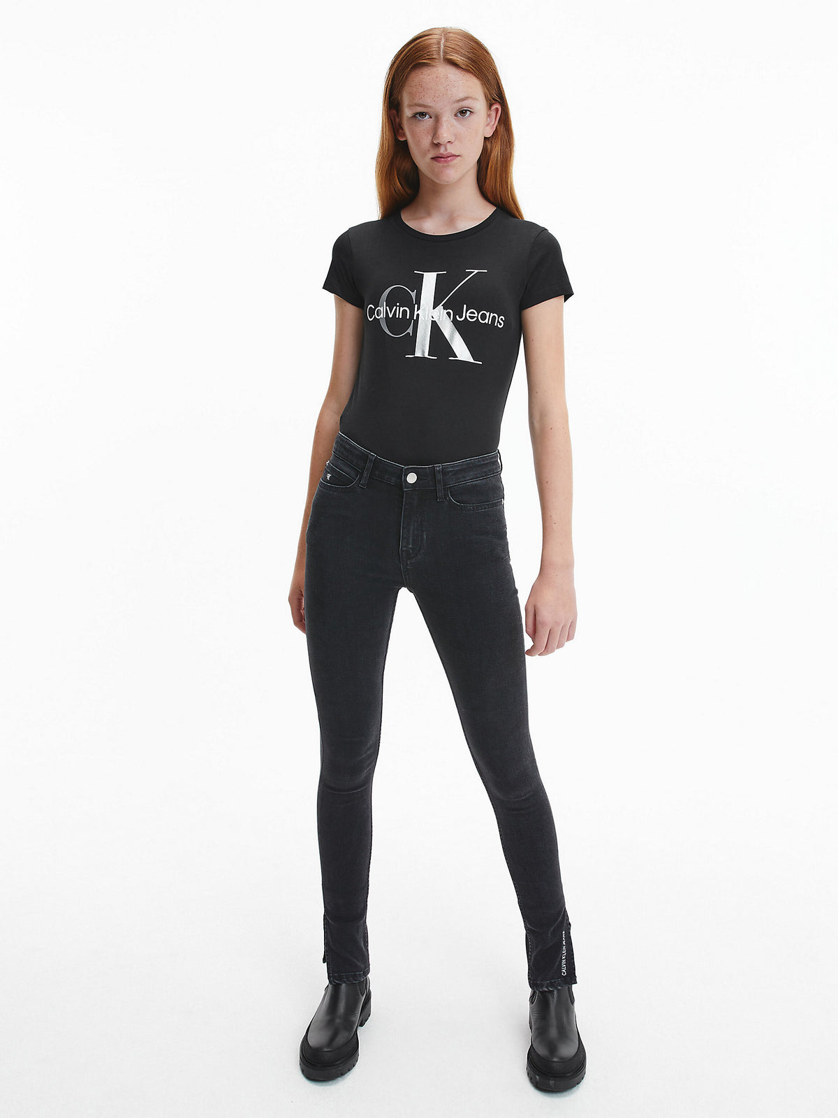 Mädchen T-Shirt Mixed Monogram T-Shirt IG0IG01291 Ck Black