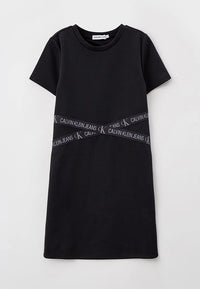 Mädchen Kleid Logo Punto Tape SS Dress IG0IG01309 CK Black