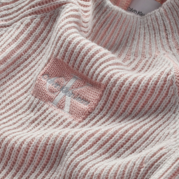 Mädchen Stickpullover Duo Colour Monogram Sweater IG0IG01703 Pink Blush
