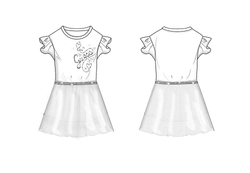 Mädchen Kleid Netzeinsatz K1RK07 K82N0 Weiss