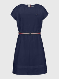 Mädchen Kleid Tommy Embroidered Dress KG0KG06459 Navy