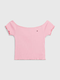 Mädchen T-Shirt Off Shoulder Rib Top S/S KG0KG06480 Fresh Pink