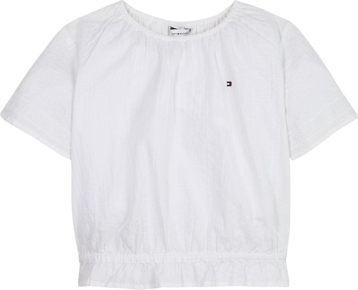 Mädchen T-Shirt Bluse Tonal Seesucker Top KG0KG07235 White