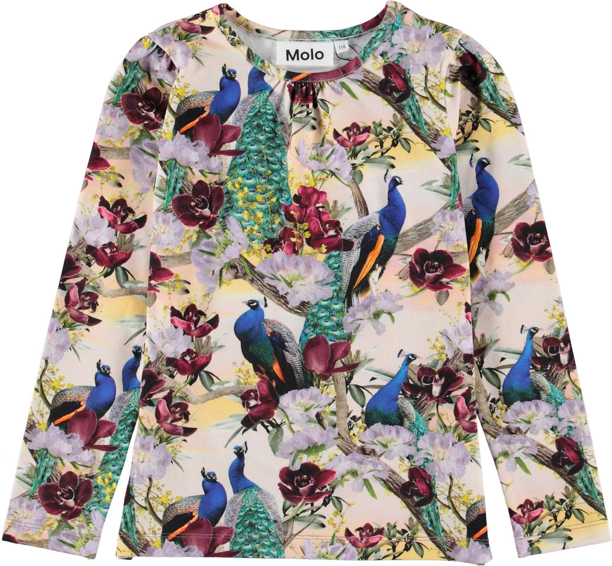 Mädchen Langarm Shirt Rose Oriental Peacocks